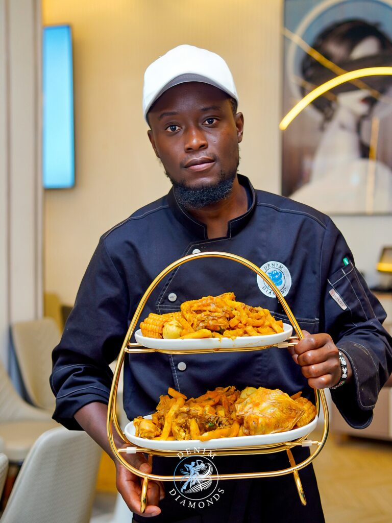 Freshly prepared group dinning platter food at a social restaurant lounge denim and diamonds Kenya